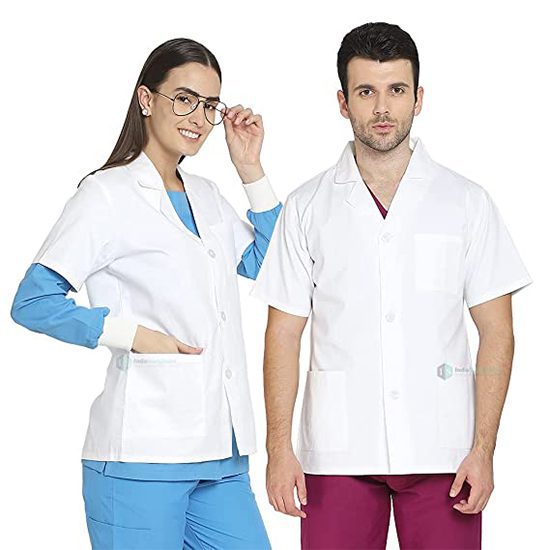 LAB COAT SNAP CLOSURE HALF SLEEVE FEMALE