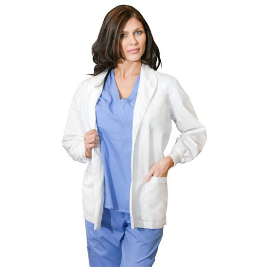 LAB COAT ZIPPER CLOSURE FULL SLEEVE WITH KNIT CUFFS FEMALE