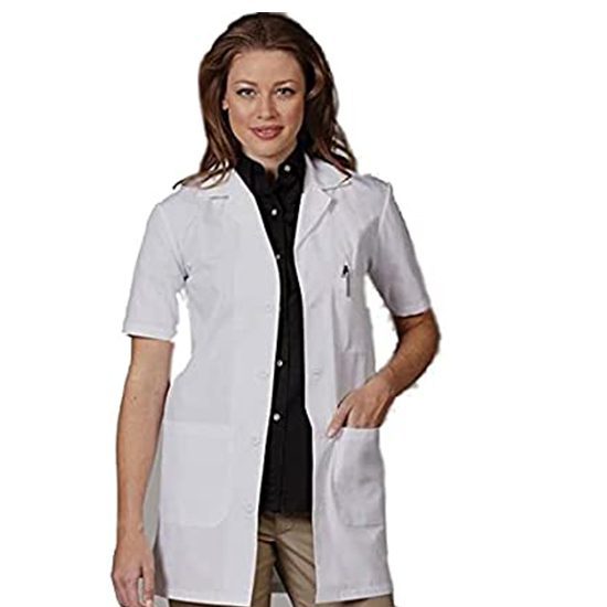 LAB COAT ZIPPER CLOSURE HALF SLEEVE FEMALE