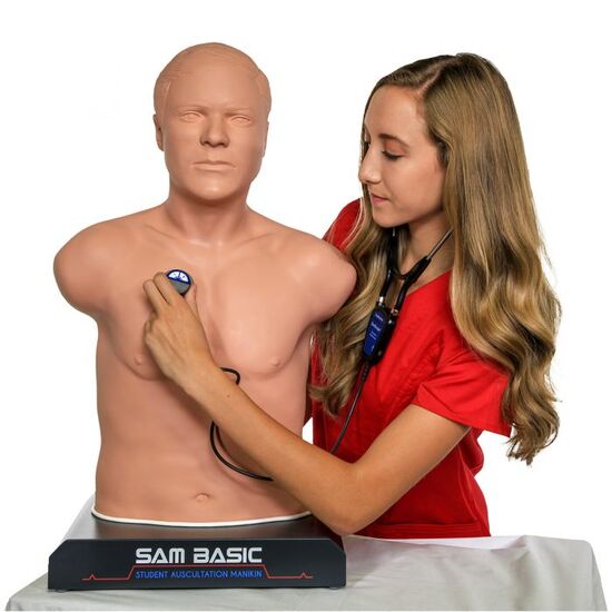 SAM Basic – Affordable Adult Auscultation Manikin, light skin tone