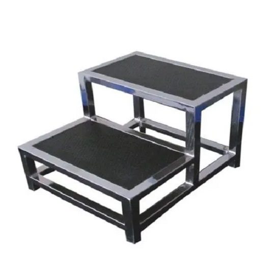 Ideal Surgical Double Step Stool, Material: Wood,Ss