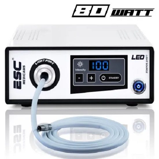 Portable ENT Medical LED Light Source 80 Watt for Endoscopy w Storz Wolf Fiber Cable