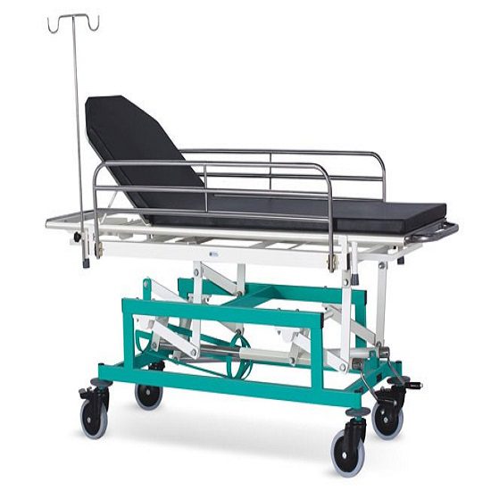 Medimek Emergency & Recovery Trolley Height On Screw Mechanism & Swing Away Type Railings With Suitable Mattress Mi- 4078